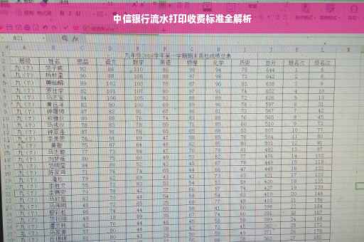 中信银行流水打印收费标准全解析