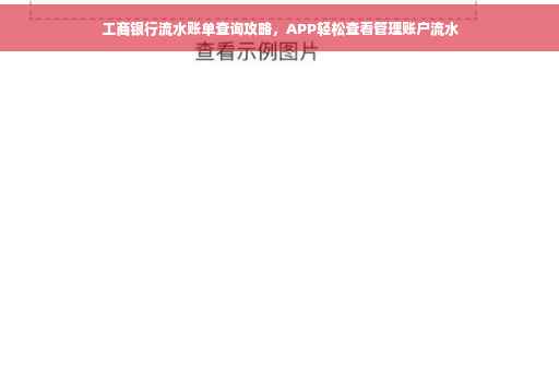 工商银行流水账单查询攻略，APP轻松查看管理账户流水
