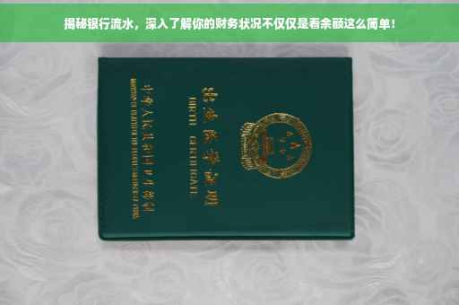 揭秘银行流水，深入了解你的财务状况不仅仅是看余额这么简单！