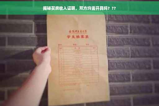 揭秘买房收入证明，双方均需开具吗？??