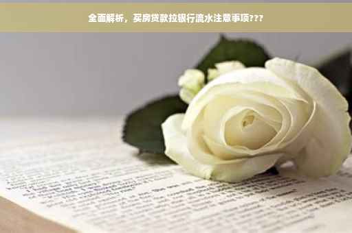 全面解析，买房贷款拉银行流水注意事项???