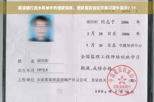 解读银行流水账单中的借款信息，借款是否会在交易记录中显示？??