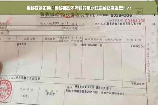 揭秘贷款市场，揭秘那些不看银行流水记录的贷款类型！??