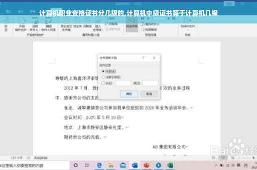 计算机职业资格证书分几级的,计算机中级证书等于计算机几级