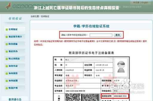 浙江上城死亡医学证明书背后的生命终点真相探索