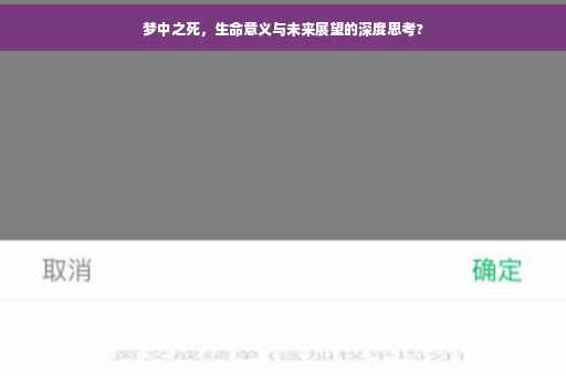 梦中之死，生命意义与未来展望的深度思考?