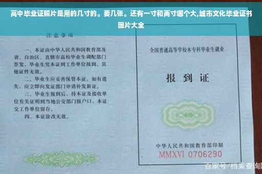 高中毕业证照片是用的几寸的。要几张。还有一寸和两寸哪个大,城市文化毕业证书图片大全