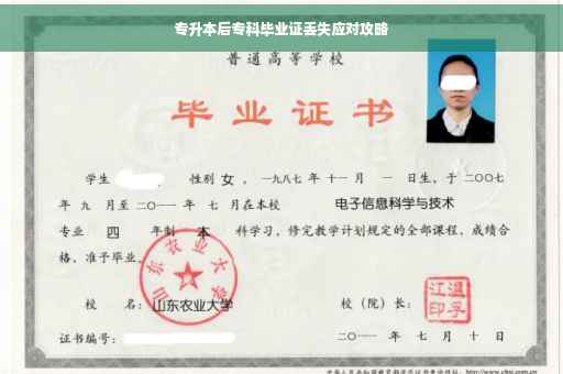 专升本后专科毕业证丢失应对攻略