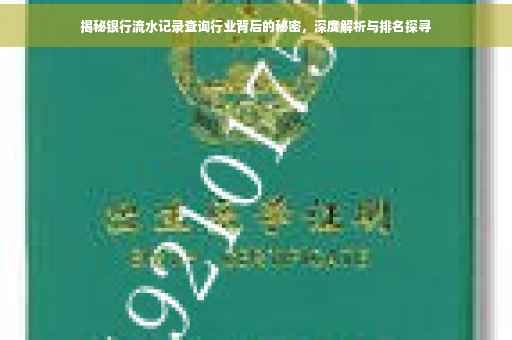 揭秘银行流水记录查询行业背后的秘密，深度解析与排名探寻