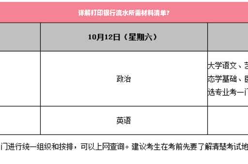 详解打印银行流水所需材料清单?
