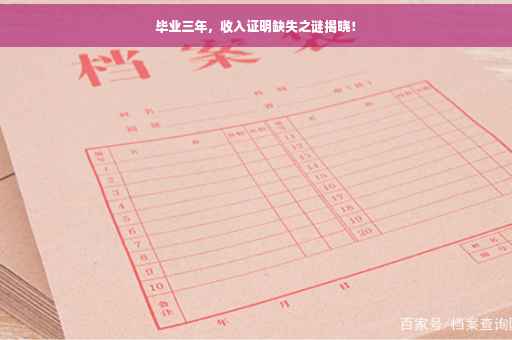 毕业三年，收入证明缺失之谜揭晓！