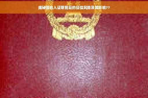 揭秘假收入证明背后的征信风险及其影响??