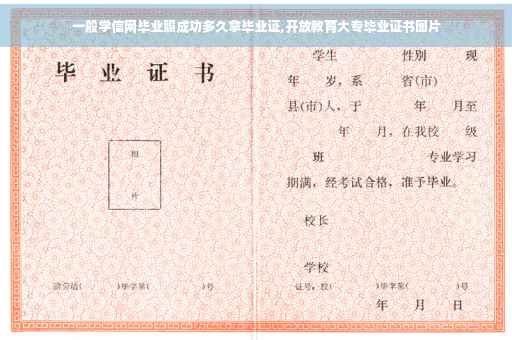 一般学信网毕业照成功多久拿毕业证,开放教育大专毕业证书图片