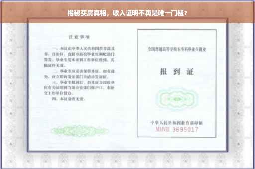 揭秘买房真相，收入证明不再是唯一门槛？