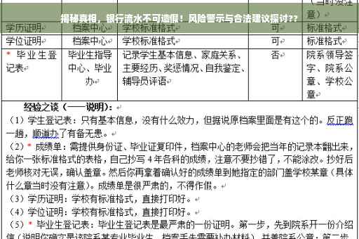 揭秘真相，银行流水不可造假！风险警示与合法建议探讨??