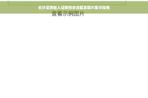 长沙买房收入证明样本详解及图片展示指南