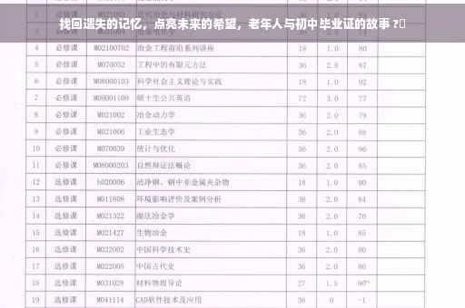 找回遗失的记忆，点亮未来的希望，老年人与初中毕业证的故事 ?✨