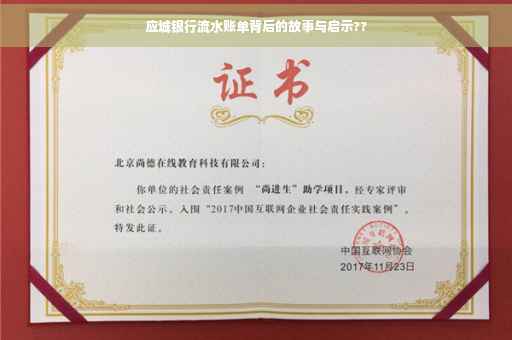 应城银行流水账单背后的故事与启示??