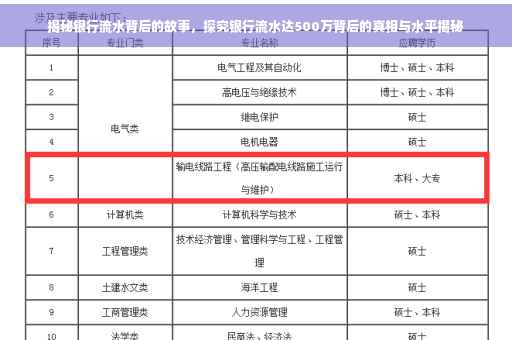 揭秘银行流水背后的故事，探究银行流水达500万背后的真相与水平揭秘
