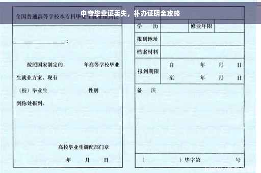 中专毕业证丢失，补办证明全攻略