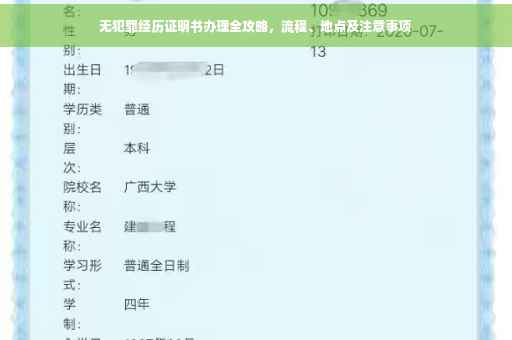 无犯罪经历证明书办理全攻略，流程、地点及注意事项