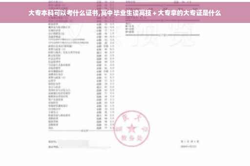 大专本科可以考什么证书,高中毕业生读高技＋大专拿的大专证是什么