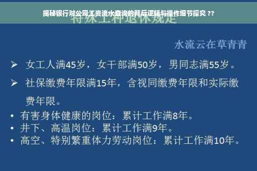 揭秘银行对公司工资流水查询的背后逻辑与操作细节探究 ??
