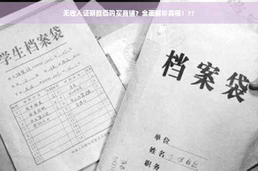 无收入证明能否购买商铺？全面解析真相！??
