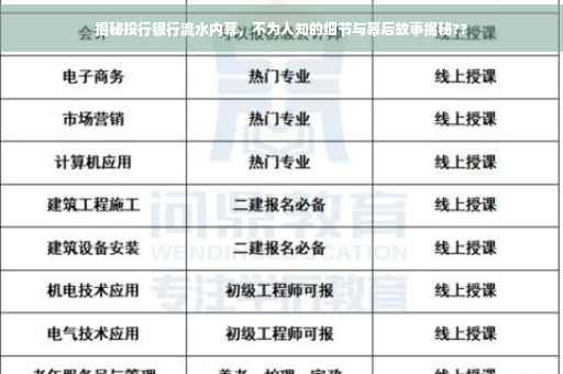 揭秘投行银行流水内幕，不为人知的细节与幕后故事揭秘??