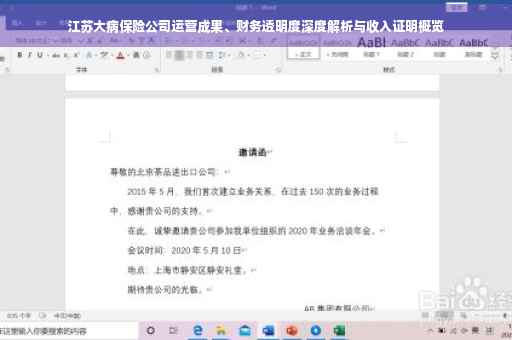 江苏大病保险公司运营成果、财务透明度深度解析与收入证明概览