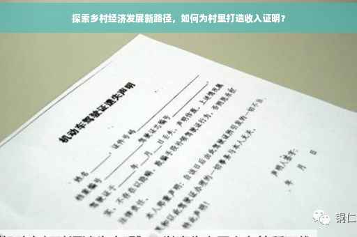 探索乡村经济发展新路径，如何为村里打造收入证明？