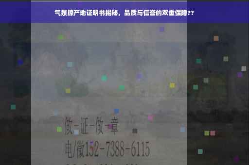 气泵原产地证明书揭秘，品质与信誉的双重保障??