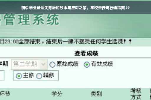 初中毕业证遗失背后的故事与应对之策，学校责任与行动指南 ??