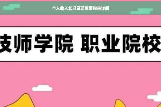 个人收入状况证明填写指南详解