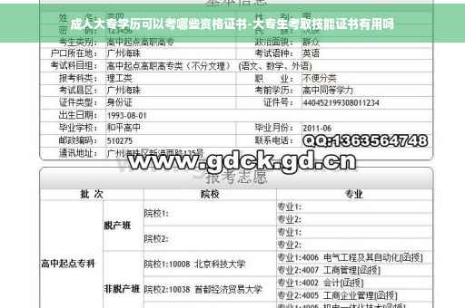 成人大专学历可以考哪些资格证书-大专生考取技能证书有用吗