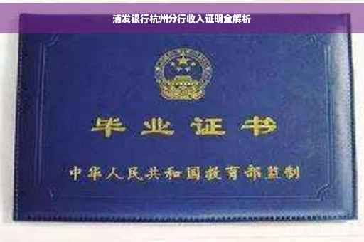 浦发银行杭州分行收入证明全解析