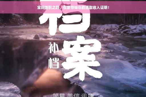 宝妈兼职之路，在家带娃也能赚取收入证明！