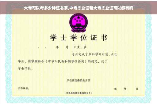 大专可以考多少种证书啊,中专毕业证和大专毕业证可以都有吗