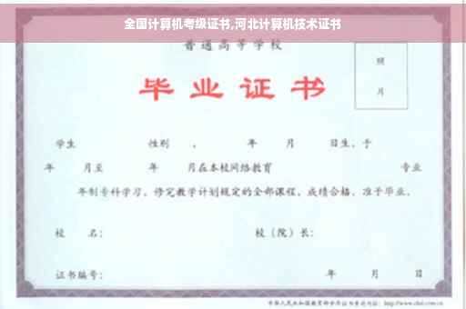 全国计算机考级证书,河北计算机技术证书