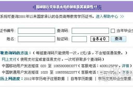 揭秘银行交易流水号的秘密及其重要性??