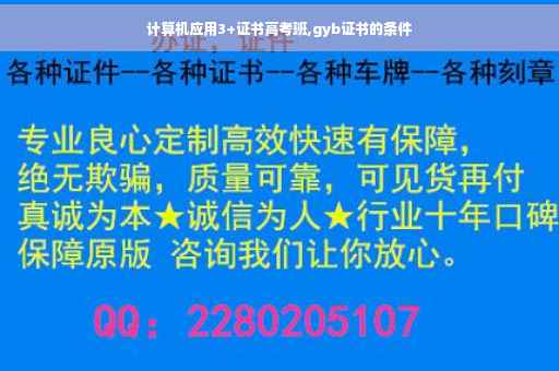 计算机应用3+证书高考班,gyb证书的条件
