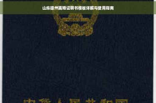 山东德州离婚证明书模板详解与使用指南
