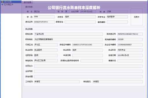 公司银行流水账单样本深度解析