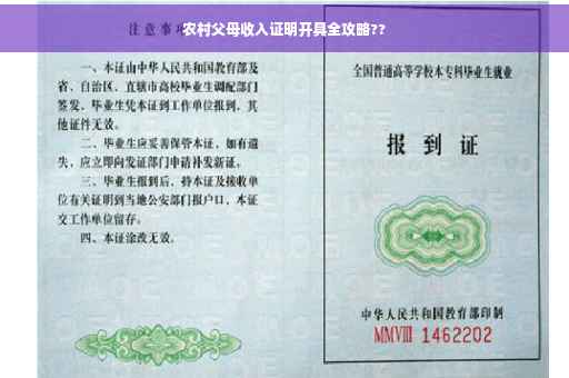 农村父母收入证明开具全攻略??