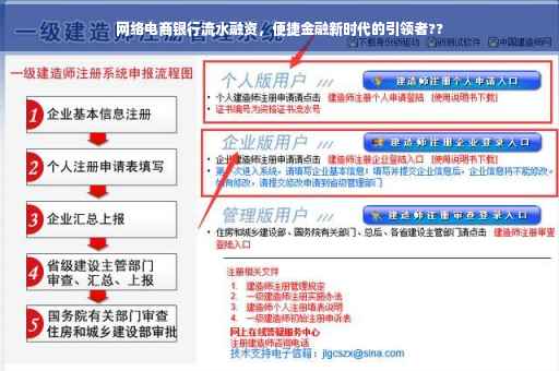 网络电商银行流水融资，便捷金融新时代的引领者??