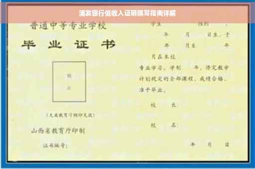 浦发银行低收入证明撰写指南详解