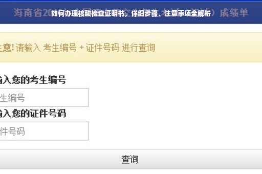 如何办理核酸检查证明书，详细步骤、注意事项全解析