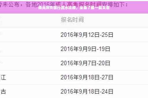 提高房贷银行流水攻略，全面了解一篇文章