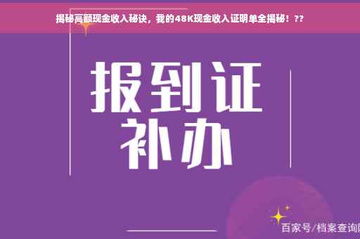 揭秘高额现金收入秘诀，我的48K现金收入证明单全揭秘！??