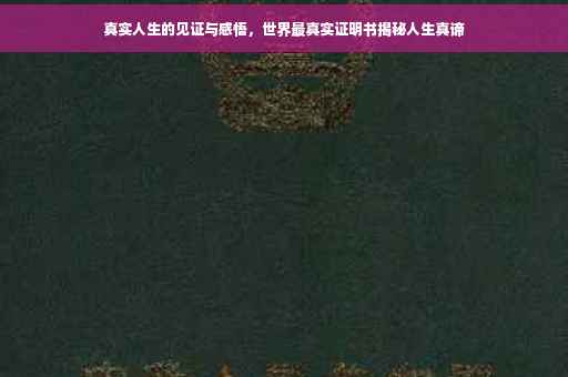 真实人生的见证与感悟，世界最真实证明书揭秘人生真谛